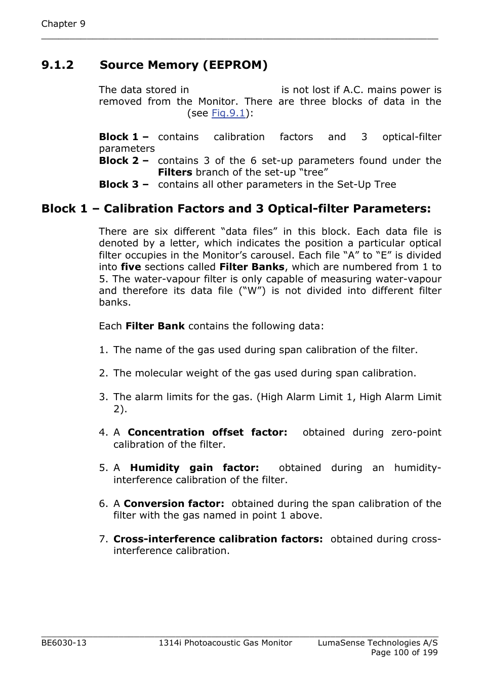 2 source memory (eeprom) | LumaSense Technologies INNOVA 1314i User Manual | Page 100 / 199