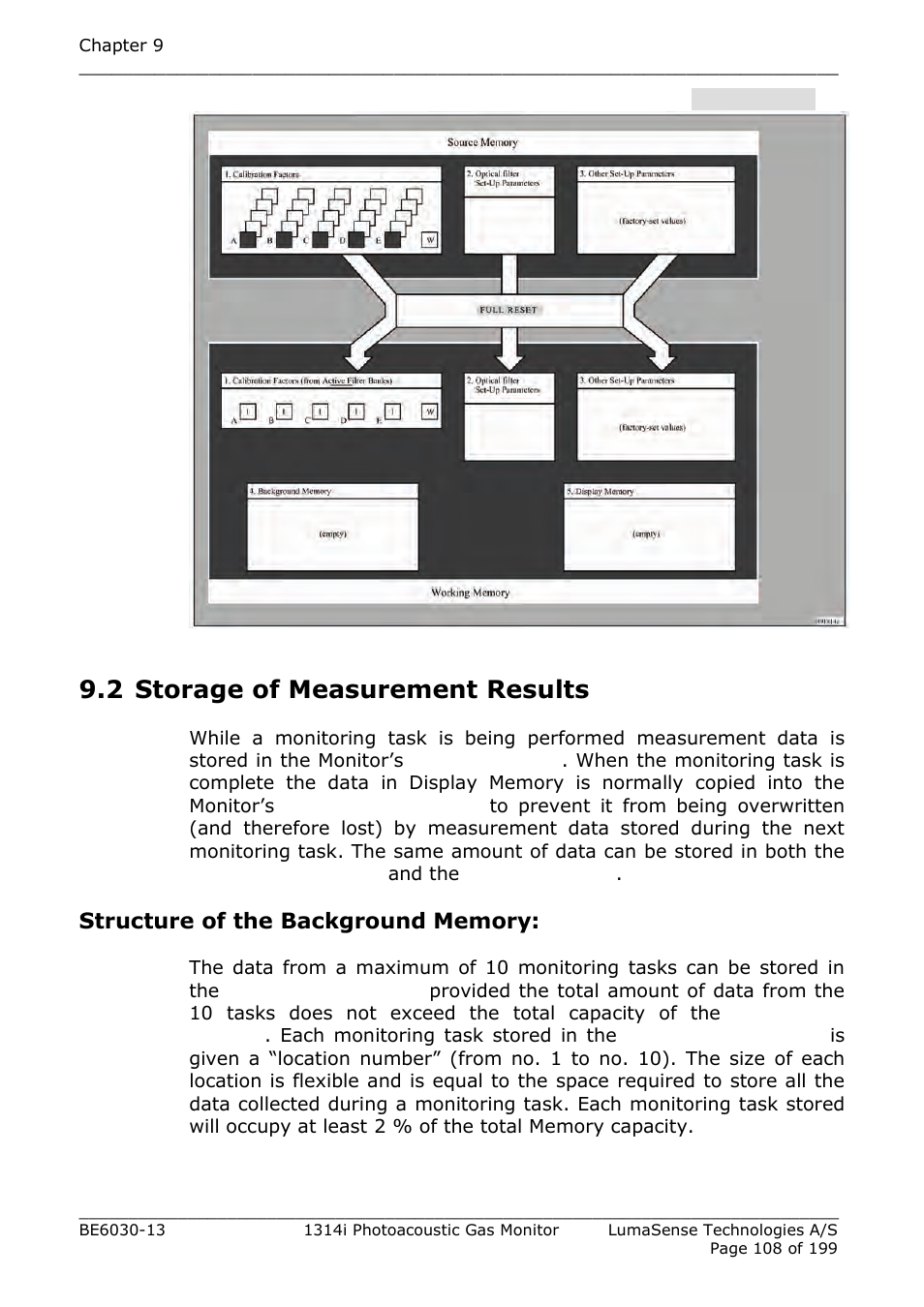 2 storage of measurement results, Section, Section 9.2 | LumaSense Technologies INNOVA 1314i User Manual | Page 108 / 199
