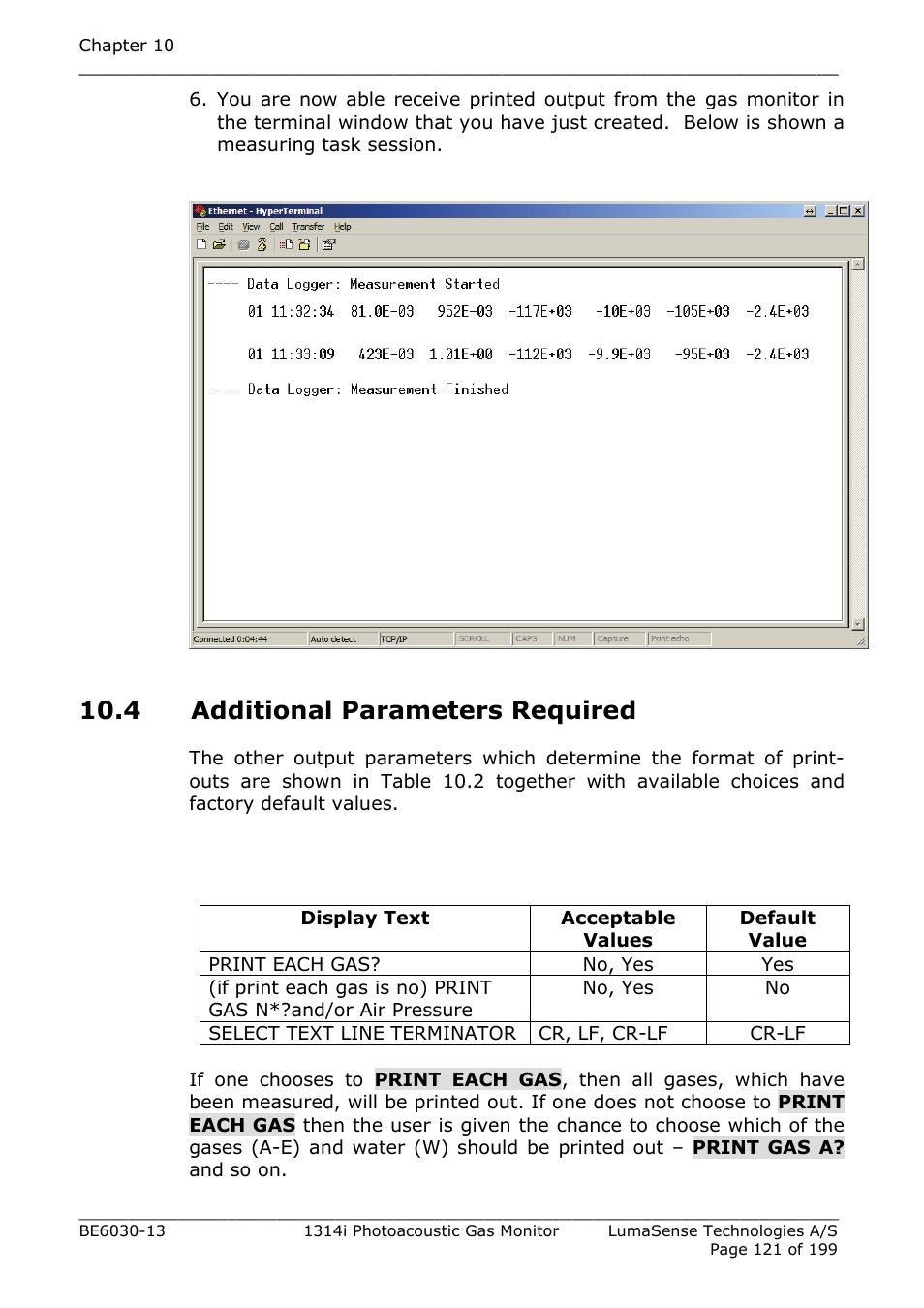 4 additional parameters required | LumaSense Technologies INNOVA 1314i User Manual | Page 121 / 199