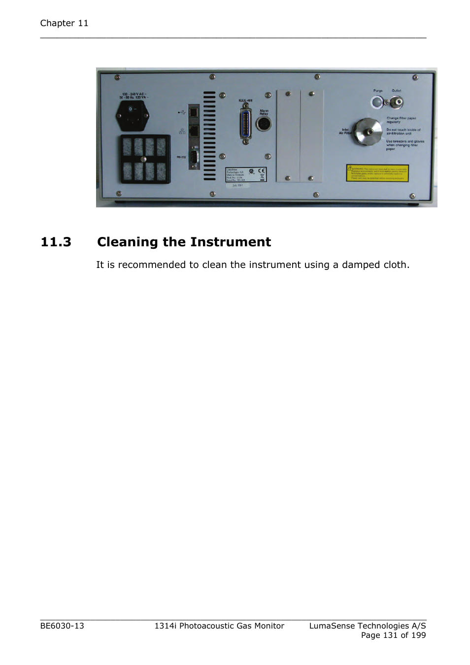 3 cleaning the instrument, Fig.11.9 | LumaSense Technologies INNOVA 1314i User Manual | Page 131 / 199