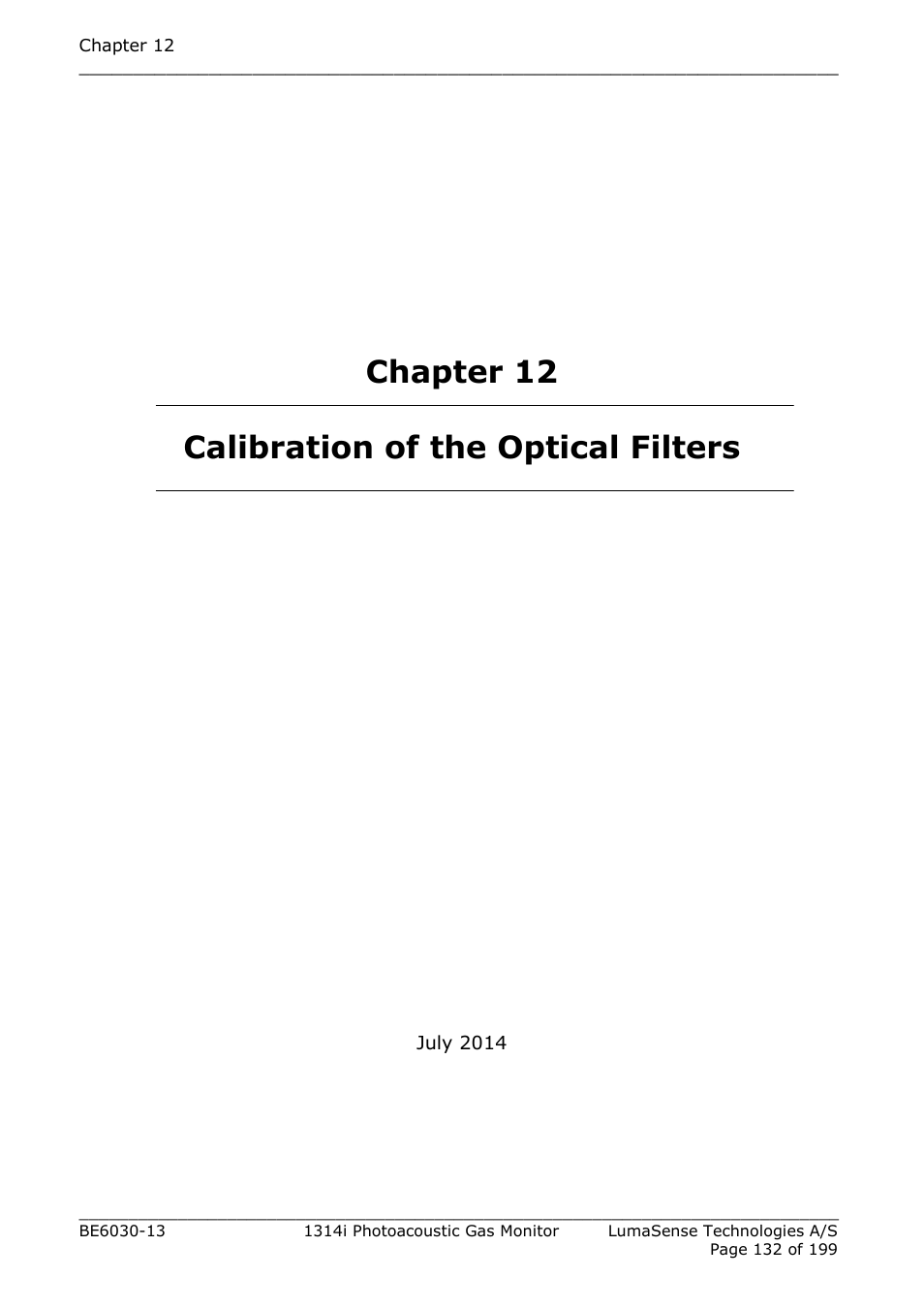 Chapter 12 calibration of the optical filters, Chapter 12, Chapter | LumaSense Technologies INNOVA 1314i User Manual | Page 132 / 199