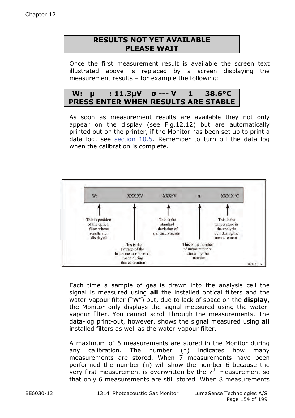 Results not yet available please wait | LumaSense Technologies INNOVA 1314i User Manual | Page 154 / 199