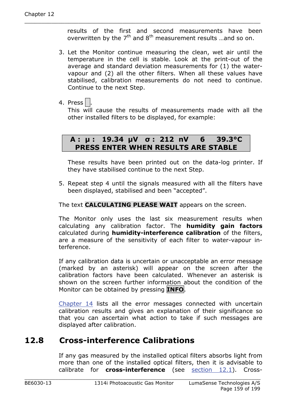 8 cross-interference calibrations | LumaSense Technologies INNOVA 1314i User Manual | Page 159 / 199