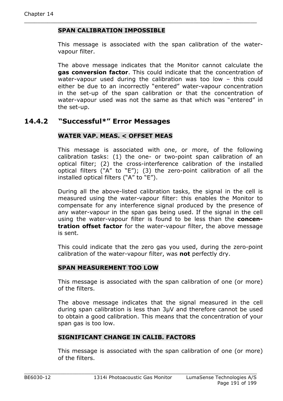 2 “successful*” error messages | LumaSense Technologies INNOVA 1314i User Manual | Page 191 / 199