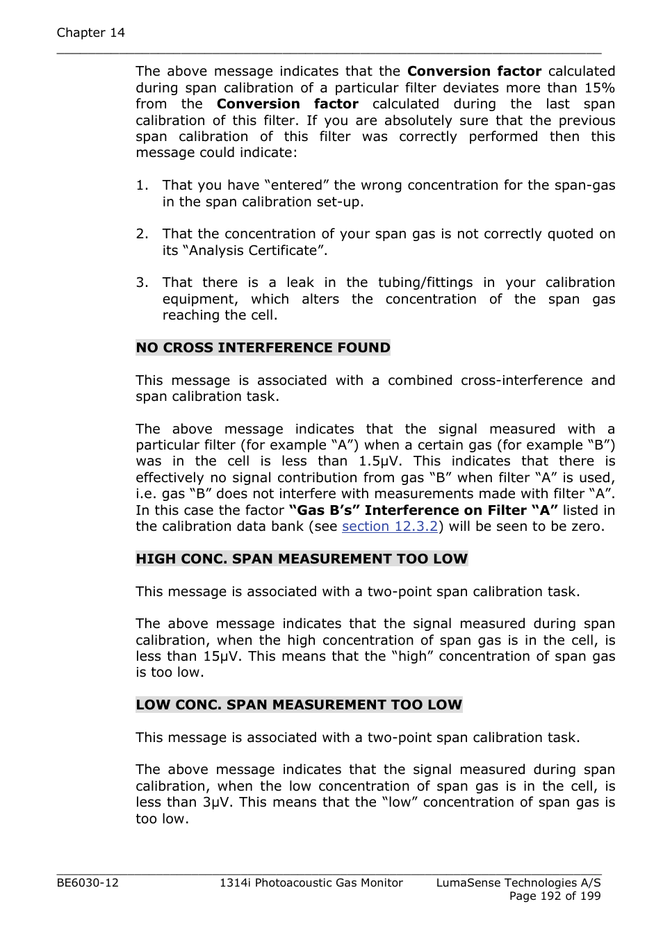 LumaSense Technologies INNOVA 1314i User Manual | Page 192 / 199