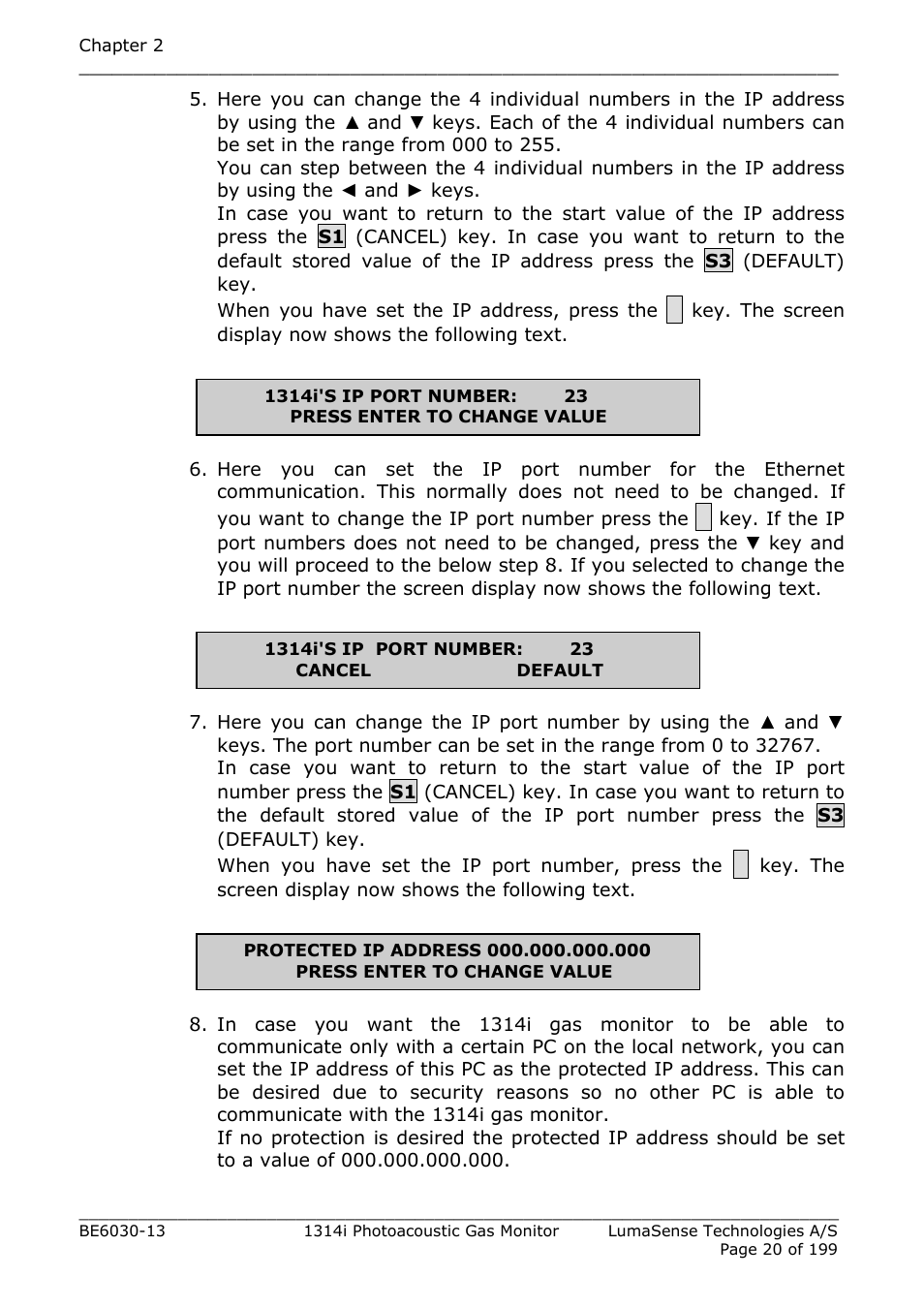 LumaSense Technologies INNOVA 1314i User Manual | Page 20 / 199