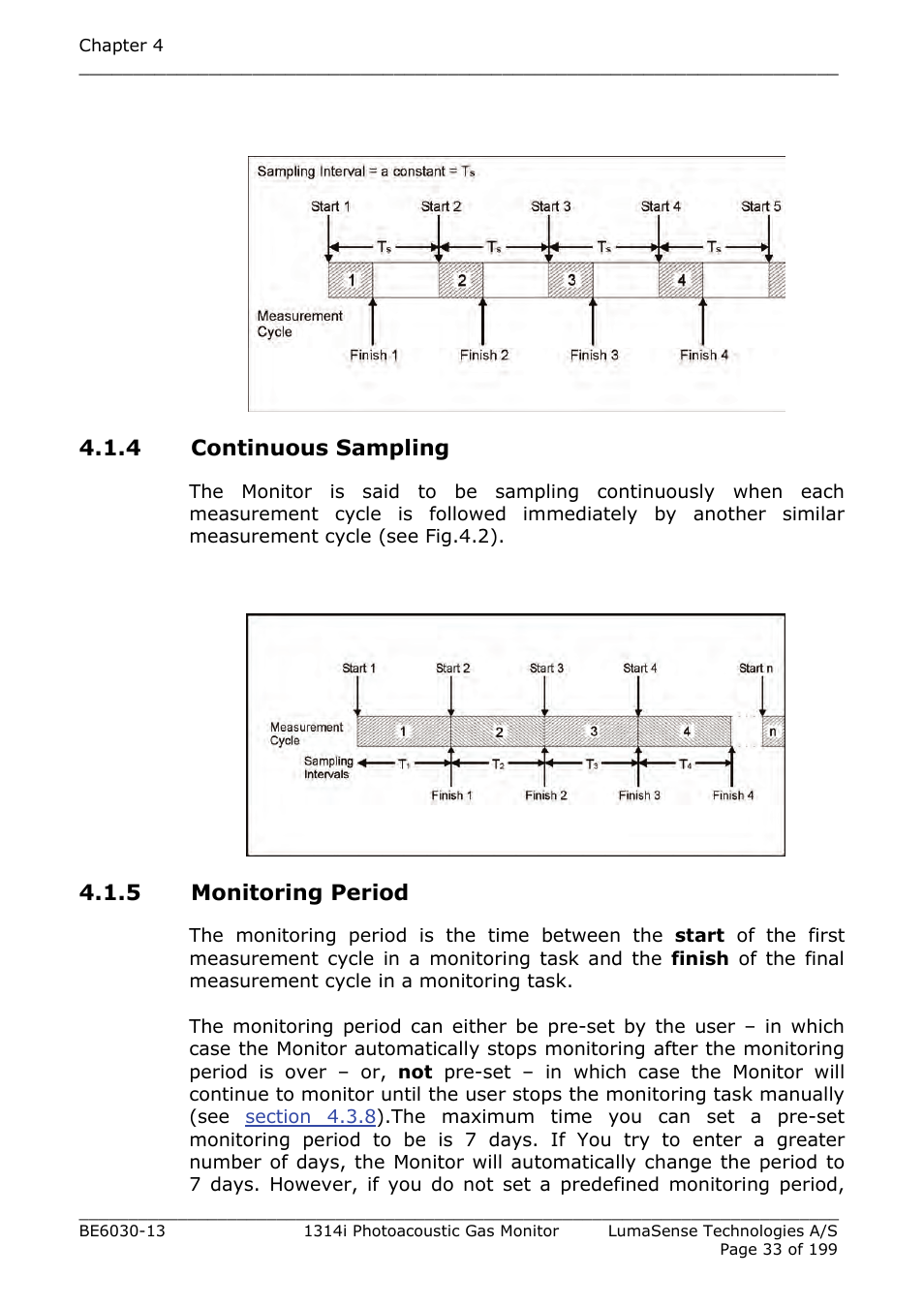 4 continuous sampling, 5 monitoring period | LumaSense Technologies INNOVA 1314i User Manual | Page 33 / 199