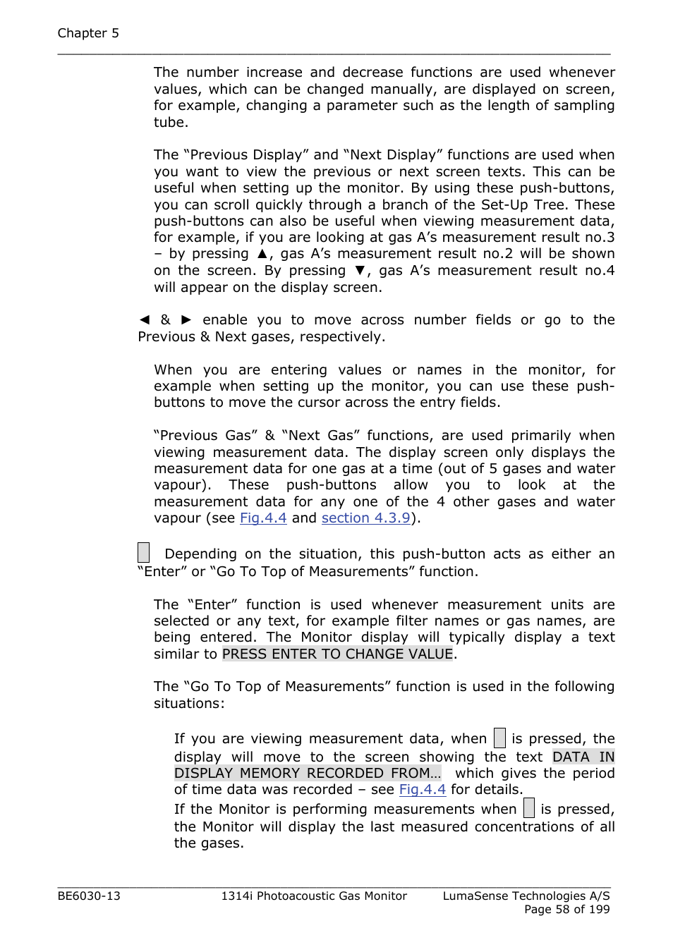 LumaSense Technologies INNOVA 1314i User Manual | Page 58 / 199