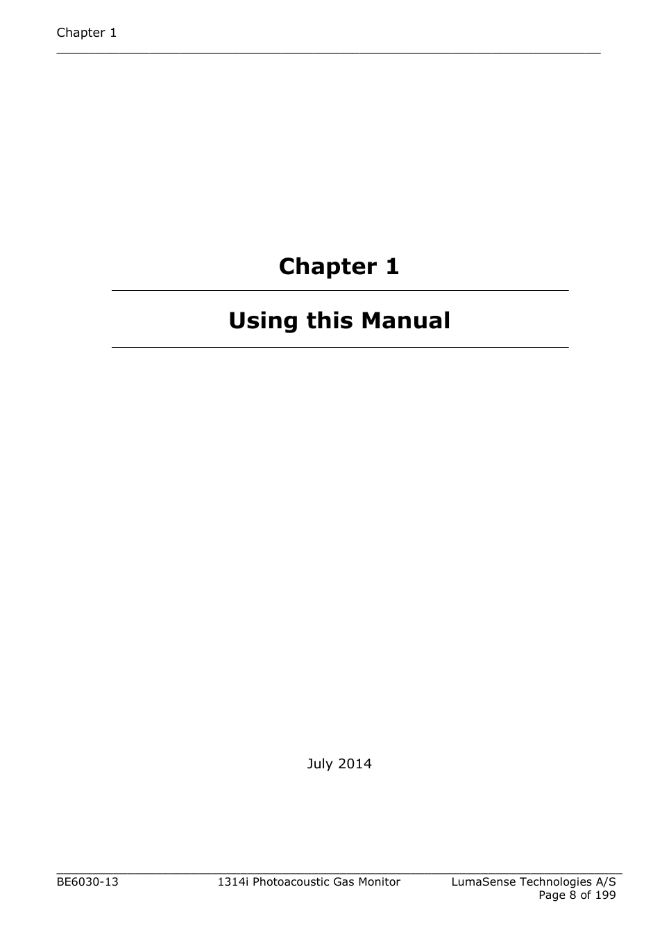 Chapter 1 using this manual | LumaSense Technologies INNOVA 1314i User Manual | Page 8 / 199