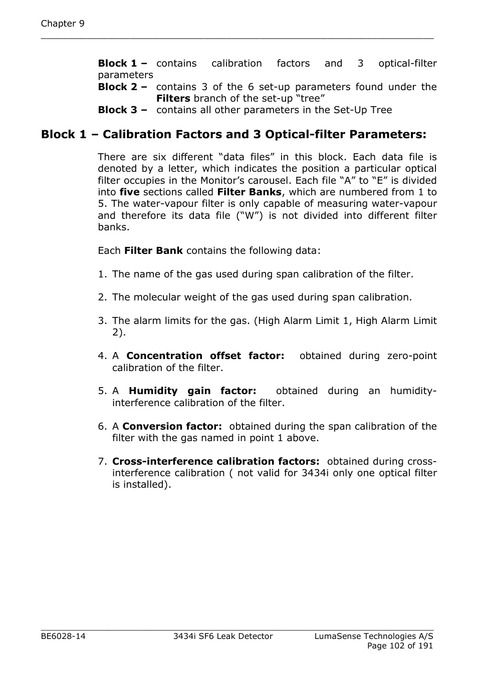 LumaSense Technologies 3434i SF6 Leak Detector User Manual | Page 102 / 191