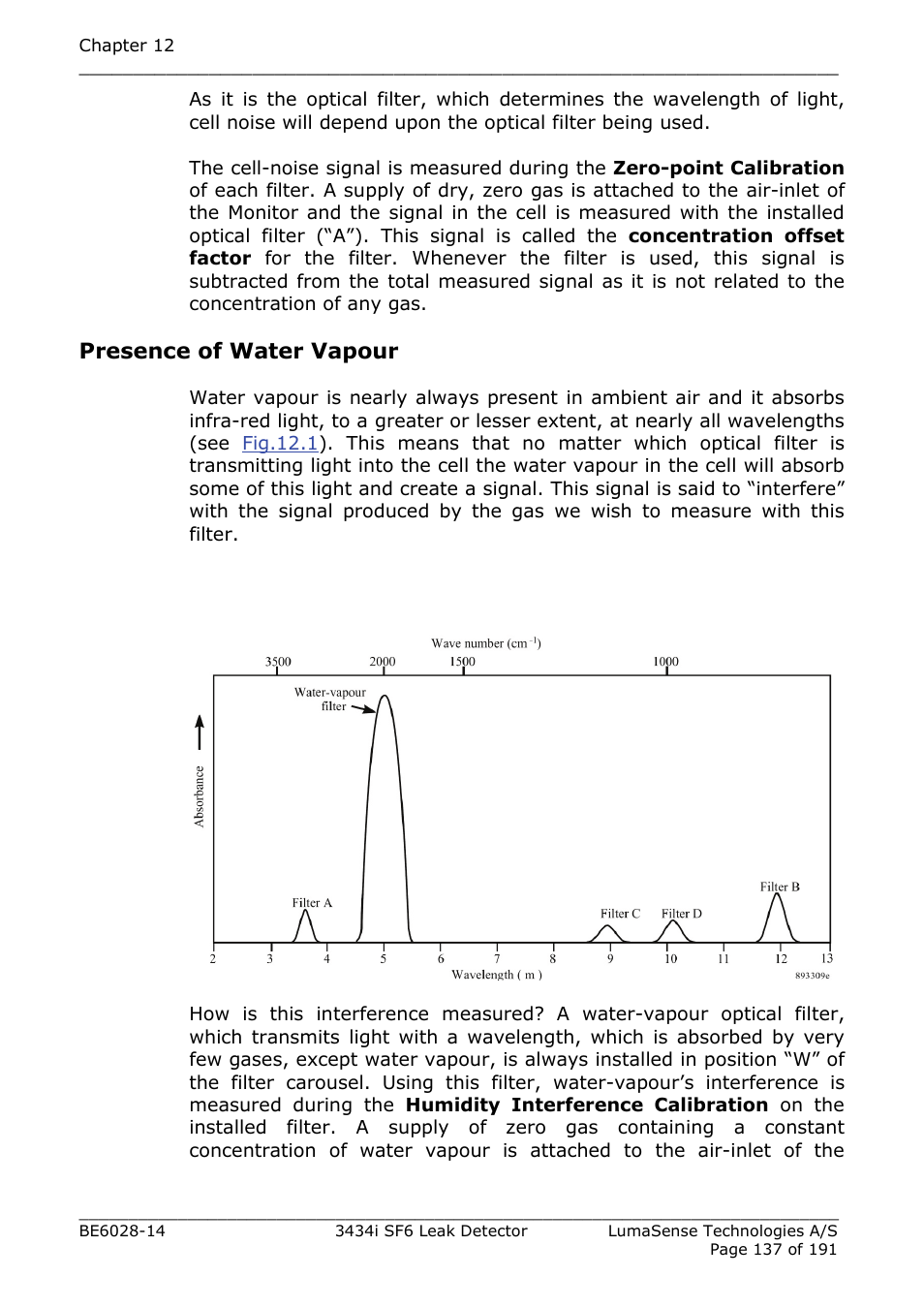 Presence of water vapour | LumaSense Technologies 3434i SF6 Leak Detector User Manual | Page 137 / 191