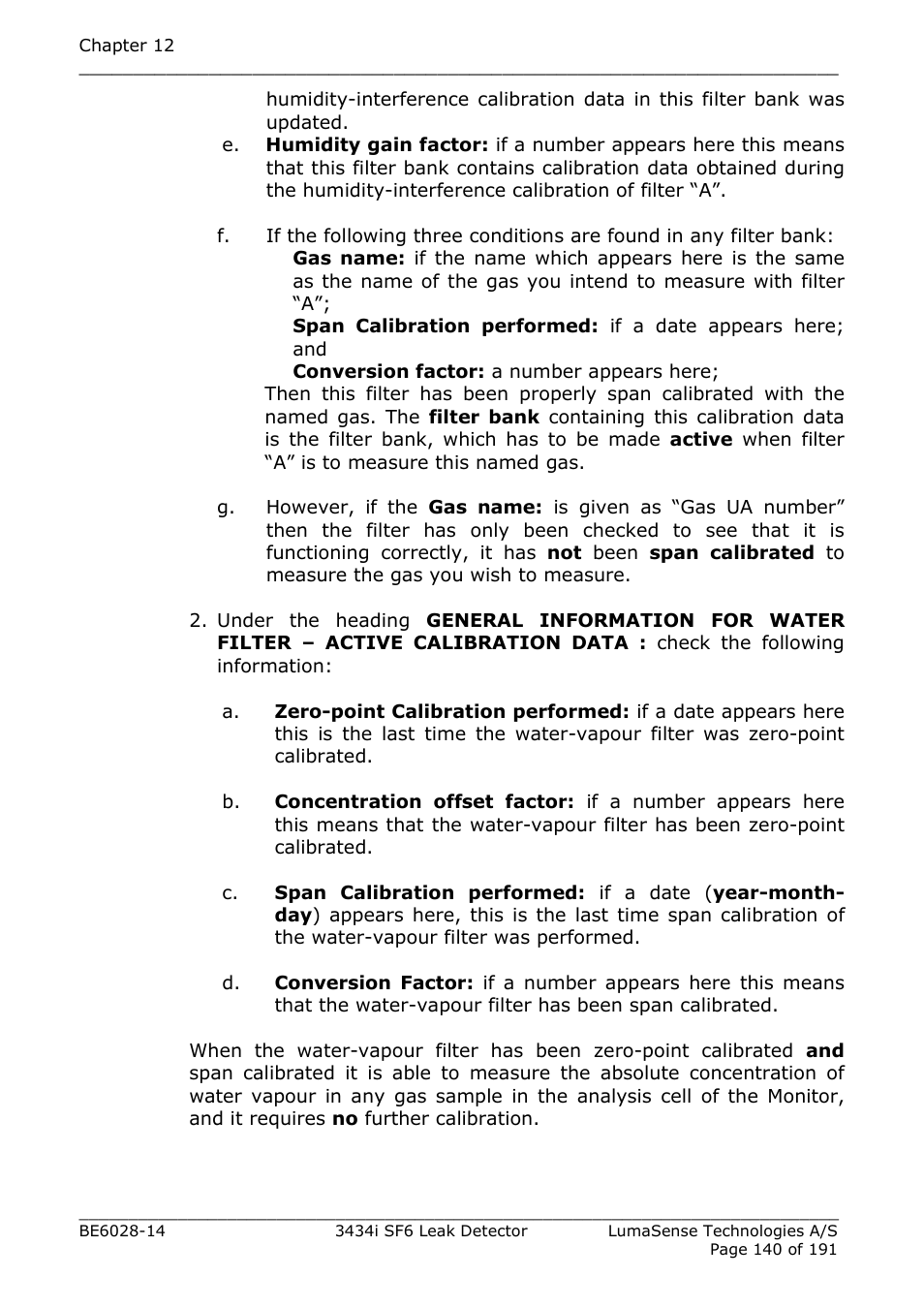 LumaSense Technologies 3434i SF6 Leak Detector User Manual | Page 140 / 191