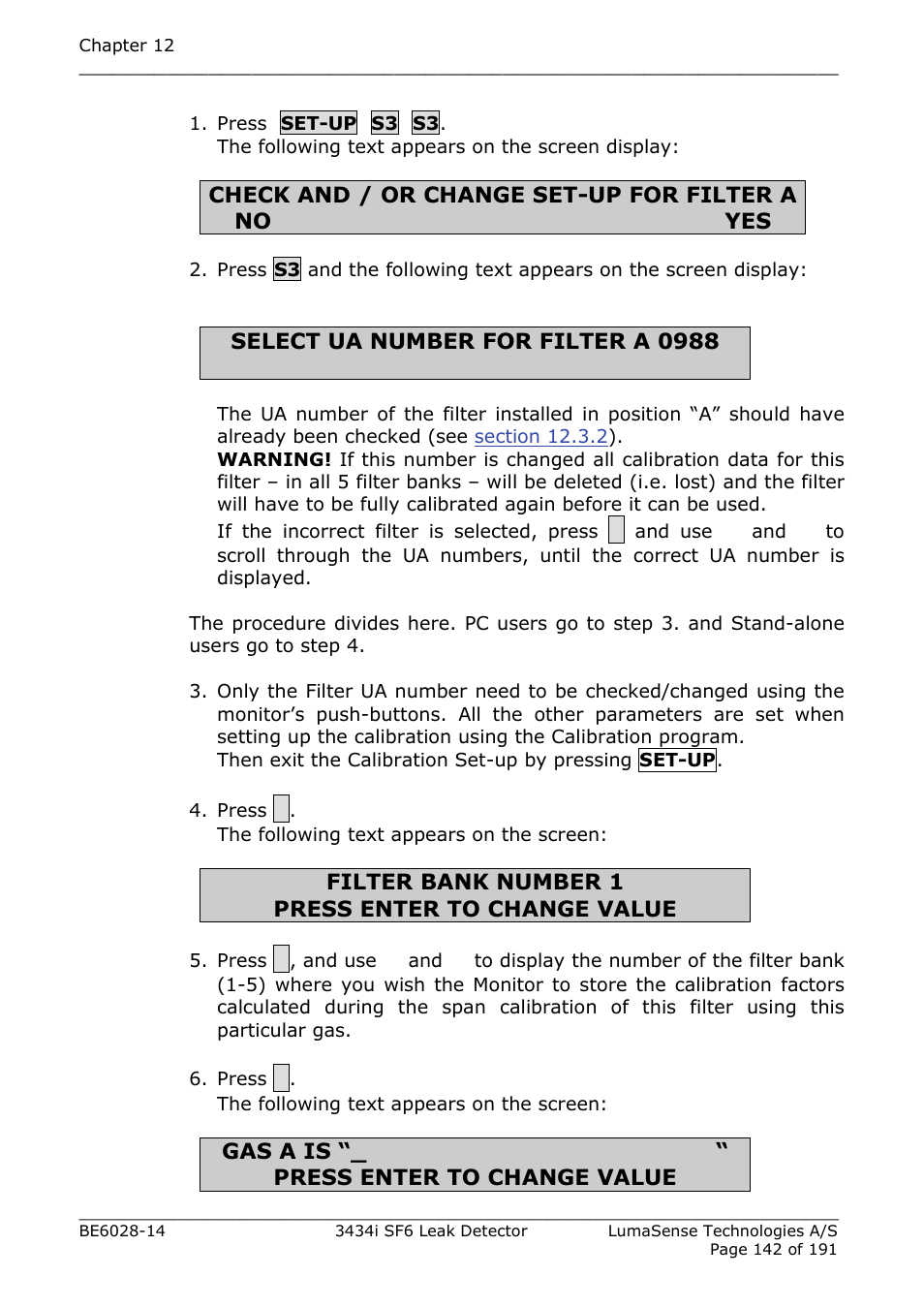 LumaSense Technologies 3434i SF6 Leak Detector User Manual | Page 142 / 191