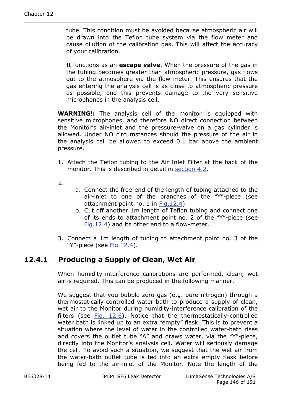 1 producing a supply of clean, wet air | LumaSense Technologies 3434i SF6 Leak Detector User Manual | Page 146 / 191