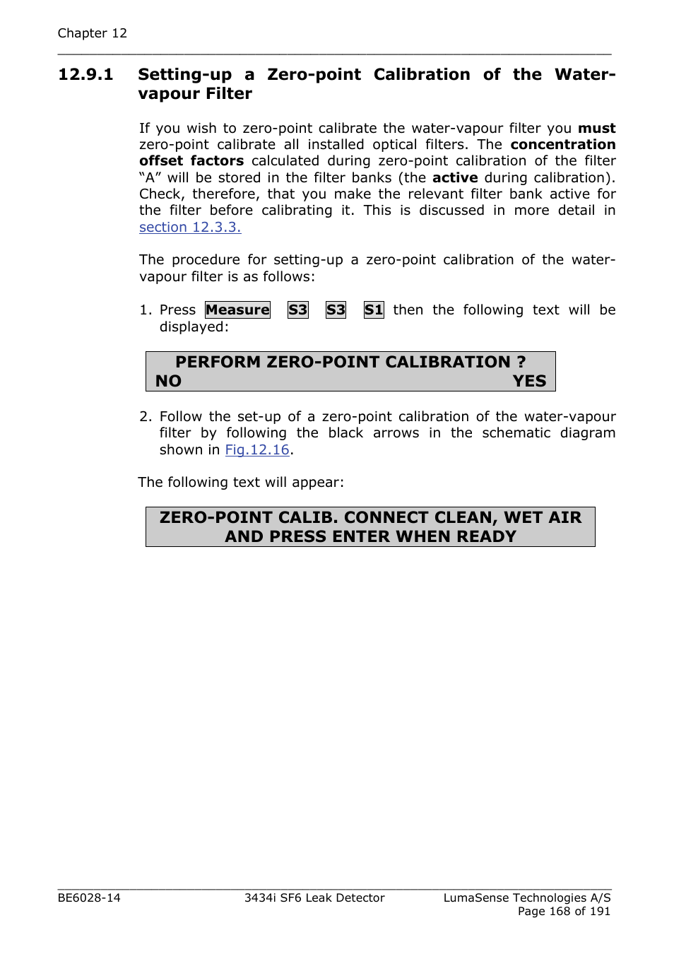 LumaSense Technologies 3434i SF6 Leak Detector User Manual | Page 168 / 191
