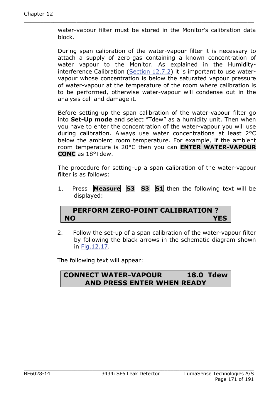 LumaSense Technologies 3434i SF6 Leak Detector User Manual | Page 171 / 191