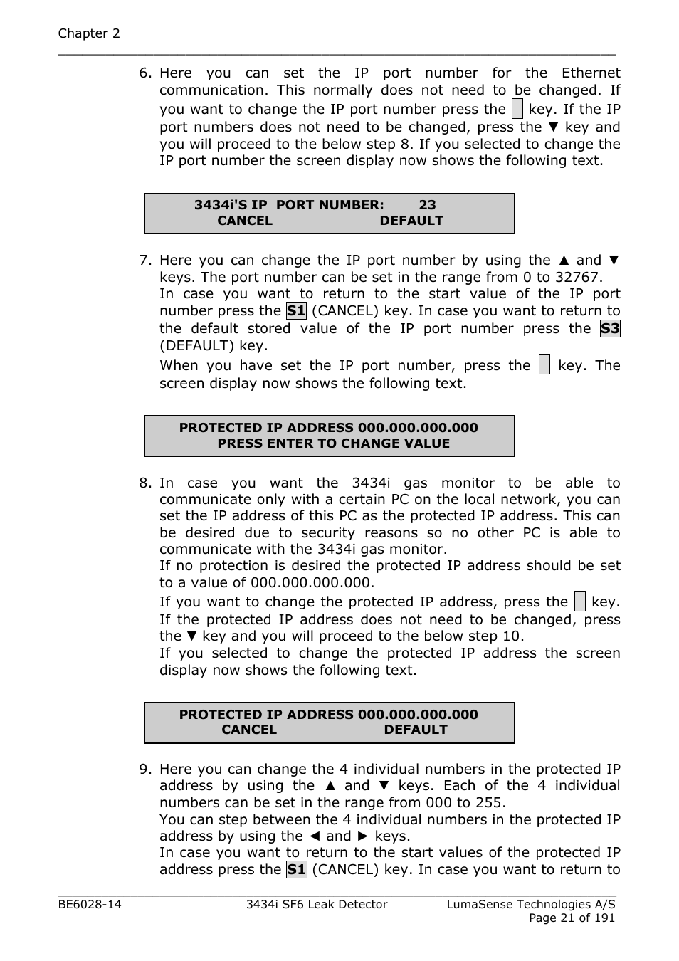 LumaSense Technologies 3434i SF6 Leak Detector User Manual | Page 21 / 191