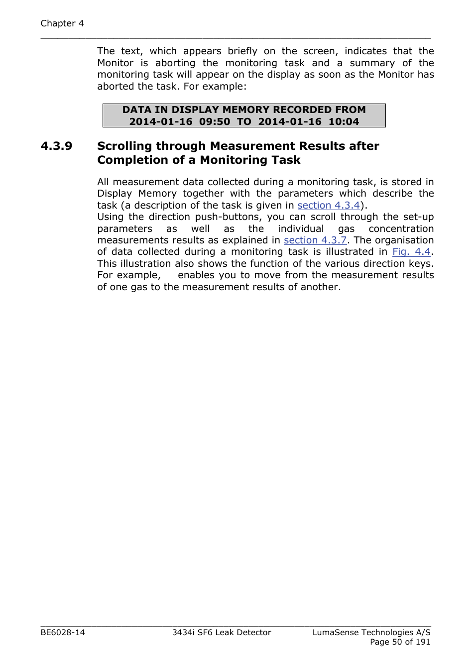 LumaSense Technologies 3434i SF6 Leak Detector User Manual | Page 50 / 191
