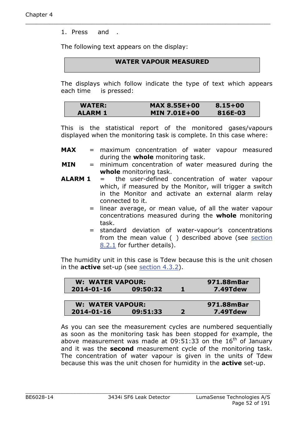 LumaSense Technologies 3434i SF6 Leak Detector User Manual | Page 52 / 191