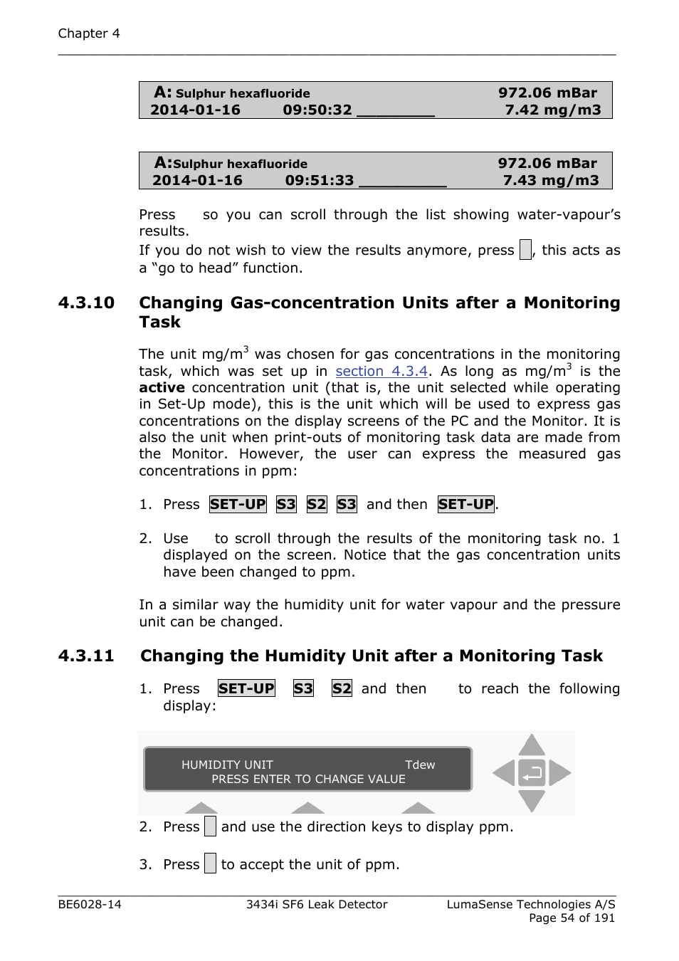 LumaSense Technologies 3434i SF6 Leak Detector User Manual | Page 54 / 191