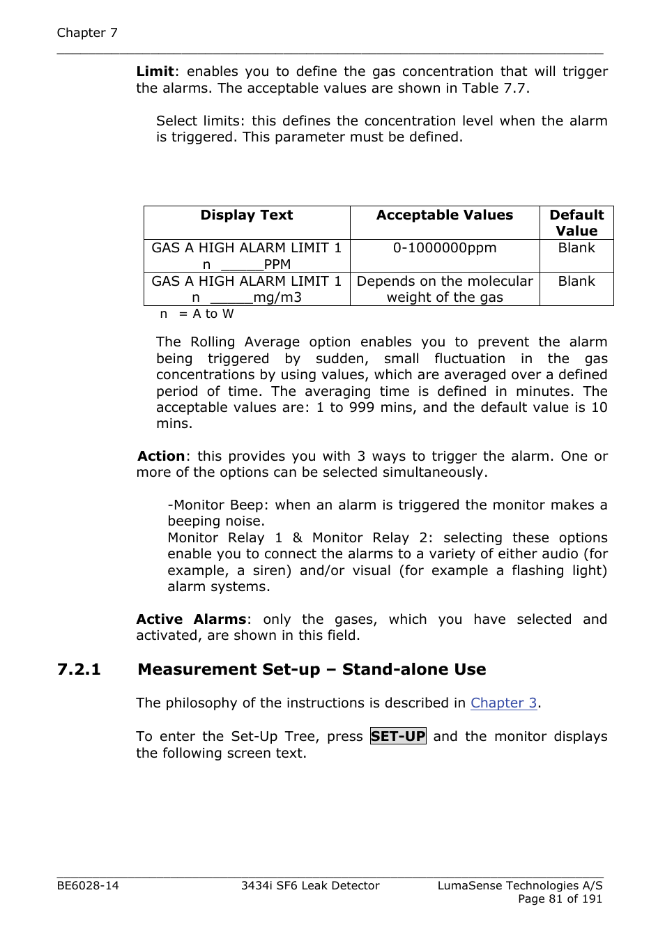 1 measurement set-up – stand-alone use | LumaSense Technologies 3434i SF6 Leak Detector User Manual | Page 81 / 191