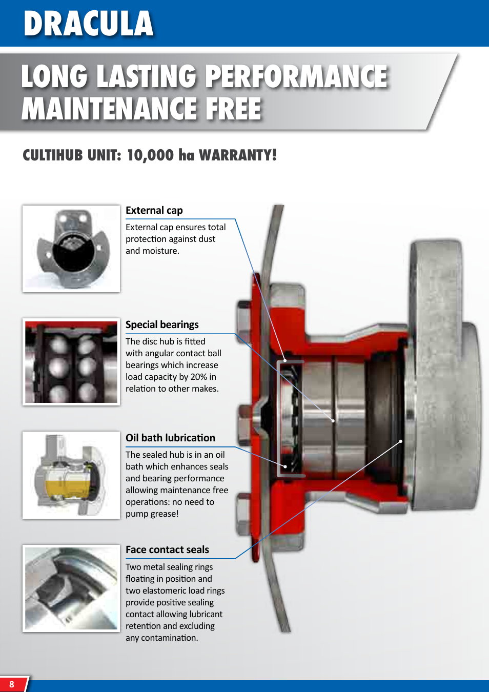 Dracula, Long lasting performance maintenance free, Individual mounted front discs | Maschio Gaspardo DRACULA User Manual | Page 8 / 16