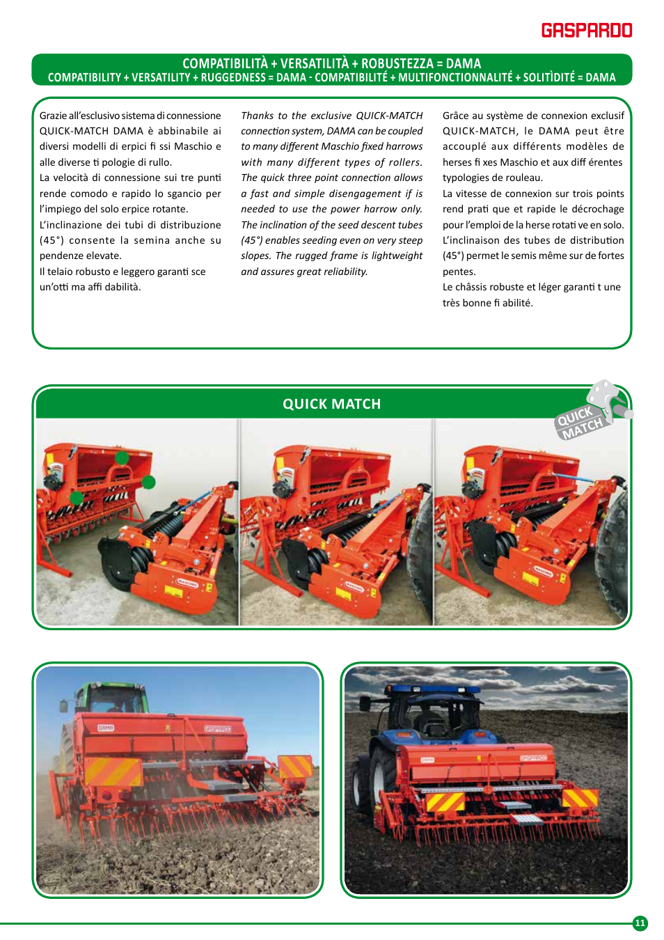 Compatibilità + versatilità + robustezza = dama, Quick match | Maschio Gaspardo FURIA-COMBI User Manual | Page 11 / 36