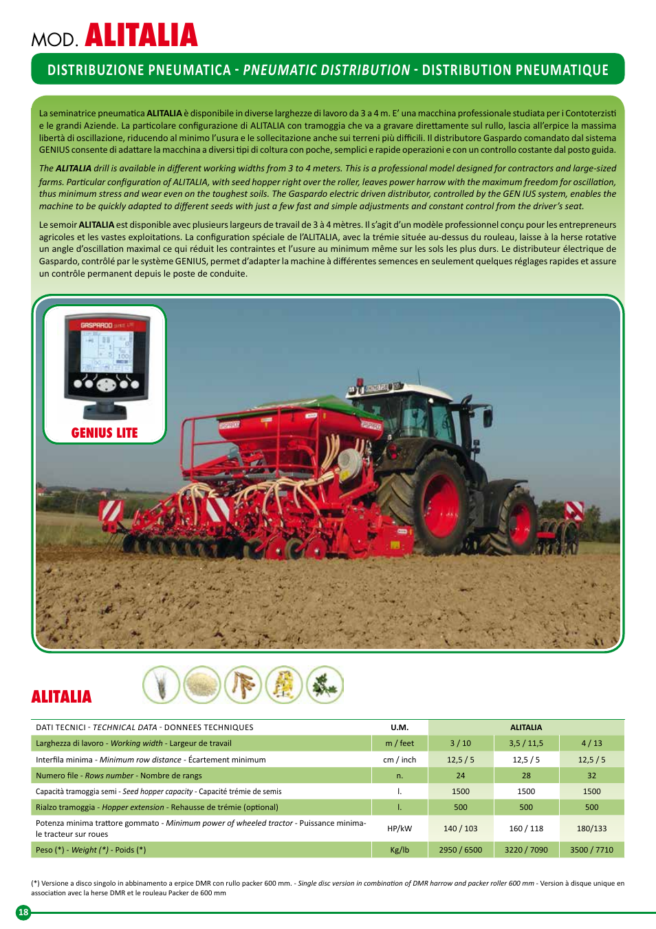 Alitalia, Genius lite | Maschio Gaspardo FURIA-COMBI User Manual | Page 18 / 36