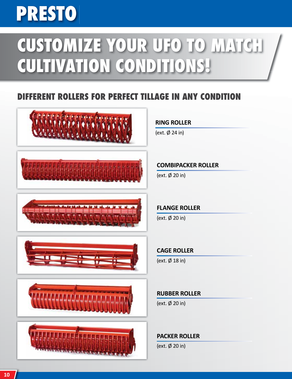 Presto, Customize your ufo to match cultivation conditions | Maschio Gaspardo PRESTO User Manual | Page 10 / 12