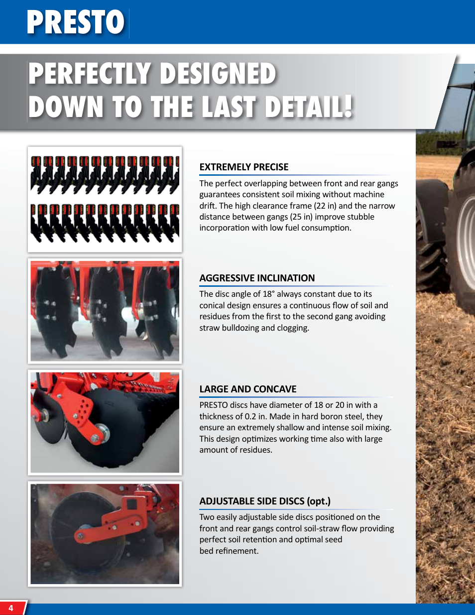 Presto, Perfectly designed down to the last detail | Maschio Gaspardo PRESTO User Manual | Page 4 / 12