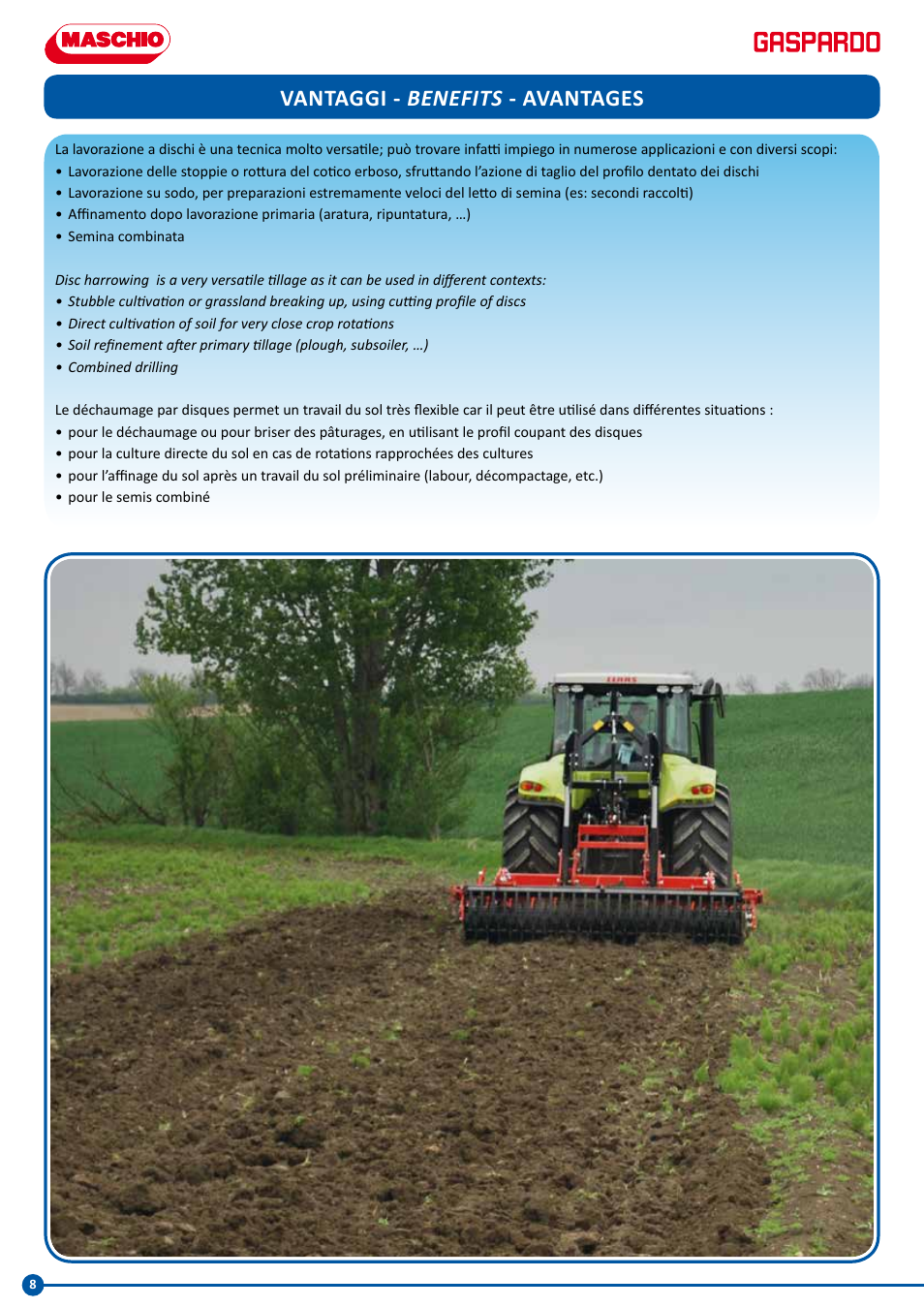 Vantaggi - benefits - avantages | Maschio Gaspardo PRESTO UFO User Manual | Page 8 / 20