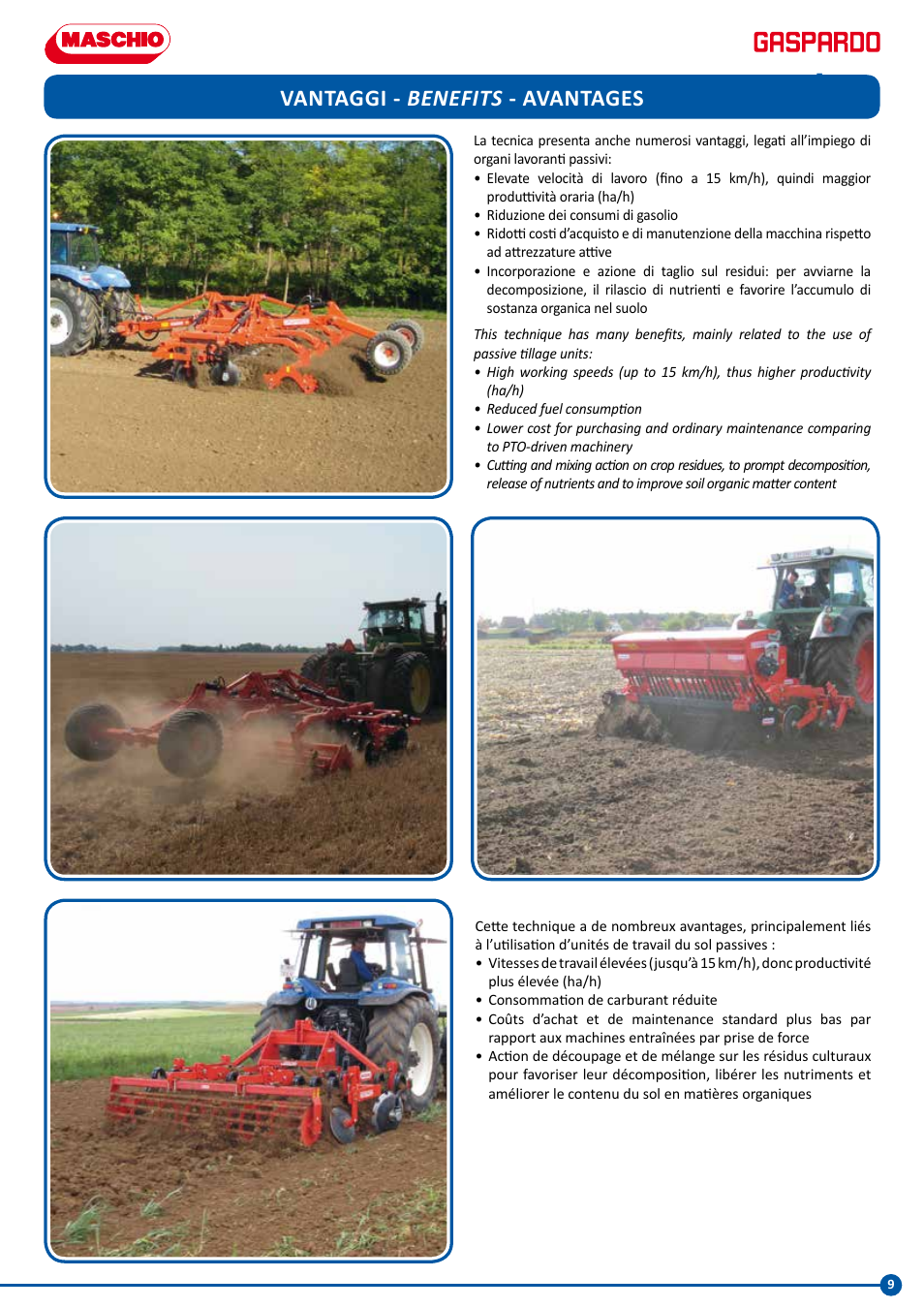 Vantaggi - benefits - avantages | Maschio Gaspardo PRESTO UFO User Manual | Page 9 / 20