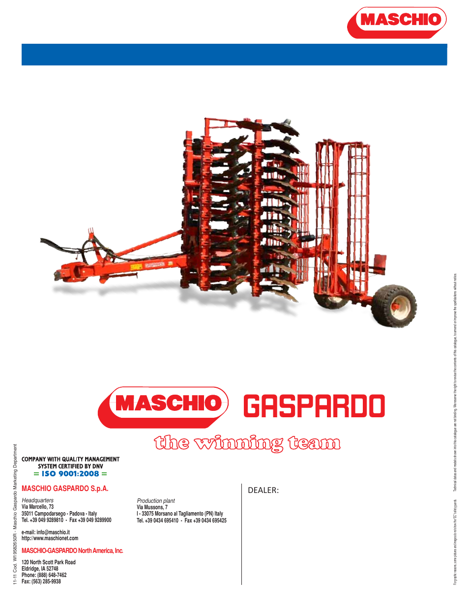 Dealer, Maschio gaspardo s.p.a | Maschio Gaspardo UFO User Manual | Page 12 / 12