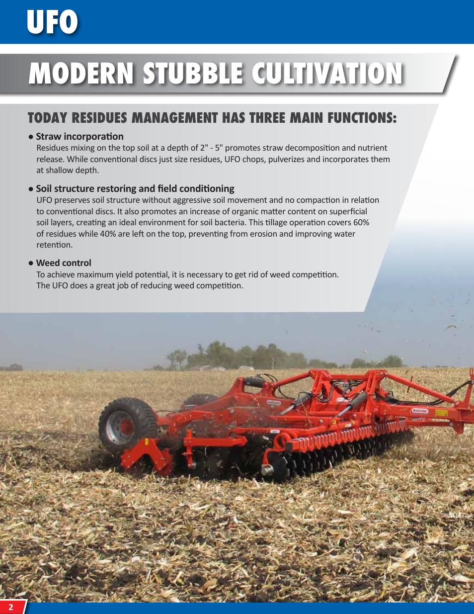 Modern stubble cultivation, Today residues management has three main functions | Maschio Gaspardo UFO User Manual | Page 2 / 12