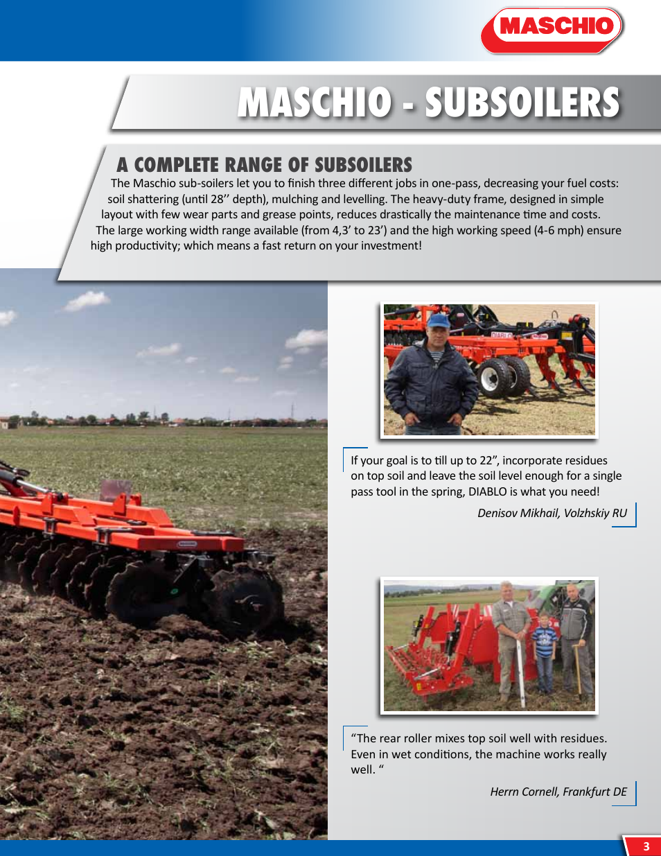 Maschio - subsoilers, A complete range of subsoilers | Maschio Gaspardo PINOCCHIO USA User Manual | Page 3 / 20