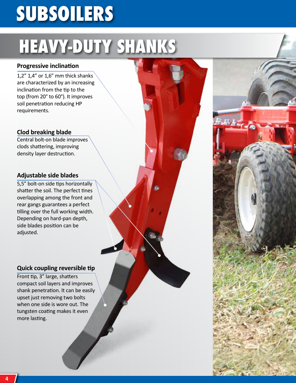 Subsoilers, Heavy-duty shanks | Maschio Gaspardo PINOCCHIO USA User Manual | Page 4 / 20