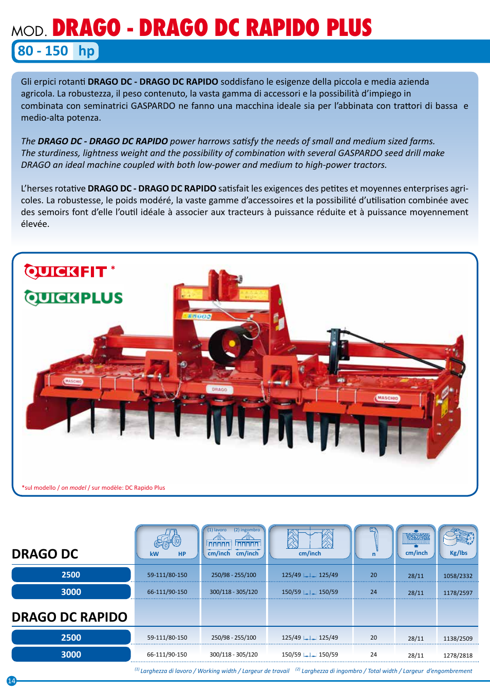 Drago - drago dc rapido plus, Drago dc drago dc rapido | Maschio Gaspardo DAINO DS User Manual | Page 14 / 32