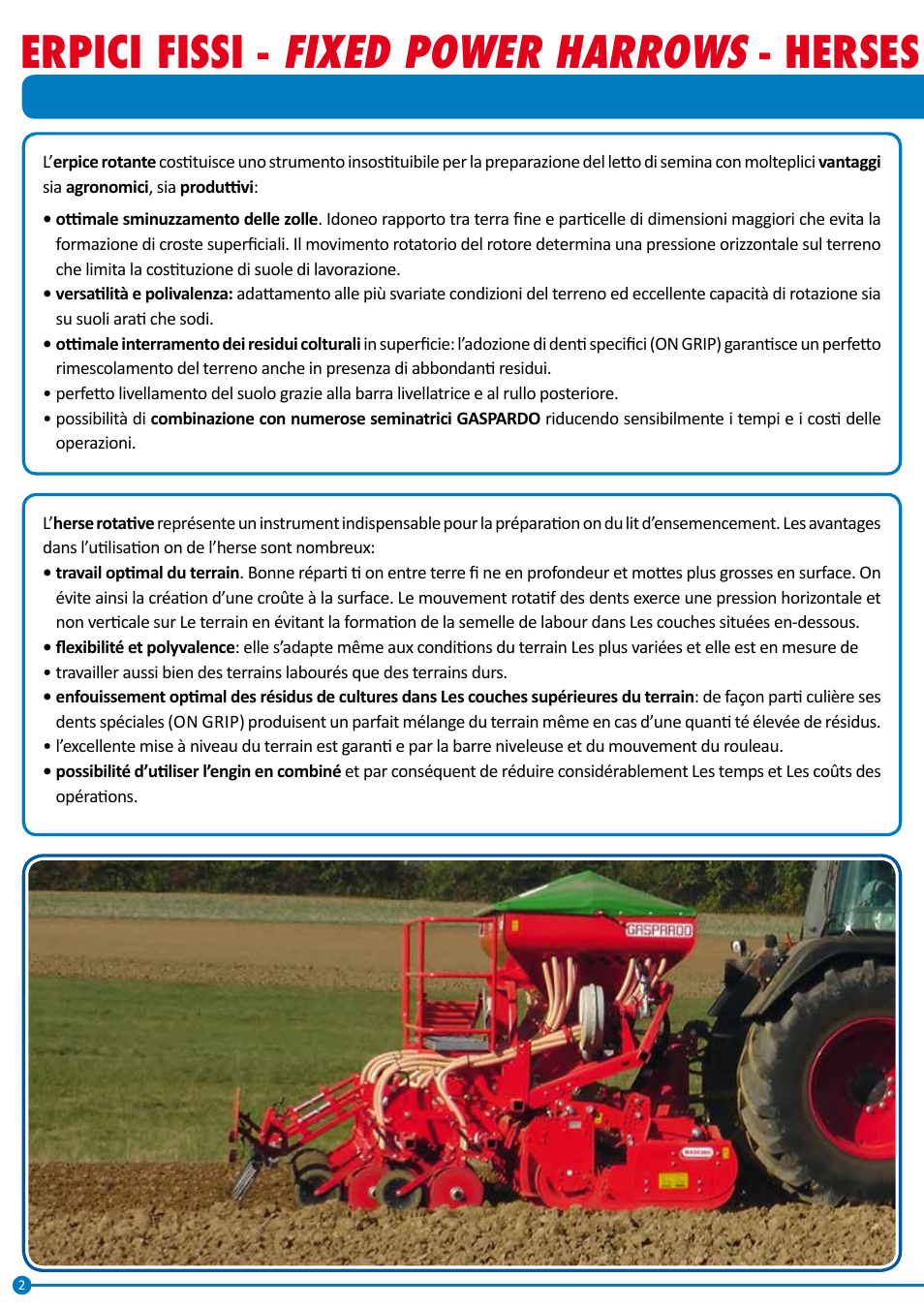 Fixed power harrows, Erpici fissi, Herses rotatives fixes | Maschio Gaspardo DAINO DS User Manual | Page 2 / 32