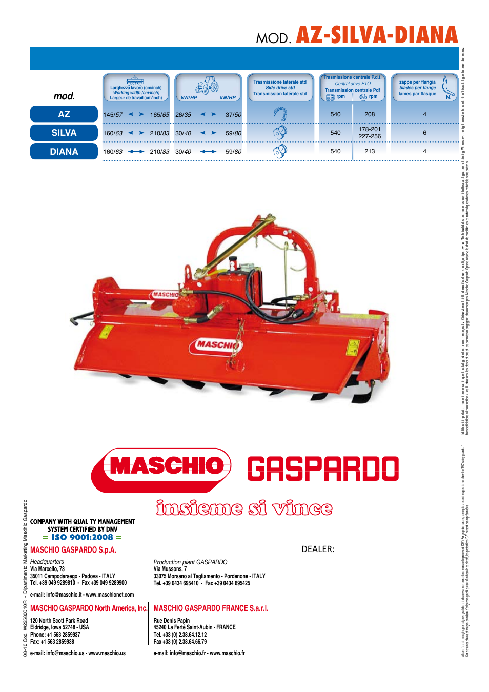 Az-silva-diana, Dealer, Diana silva az | Maschio gaspardo france s.a.r.l, Maschio gaspardo north america, inc, Maschio gaspardo s.p.a | Maschio Gaspardo SILVA User Manual | Page 6 / 6