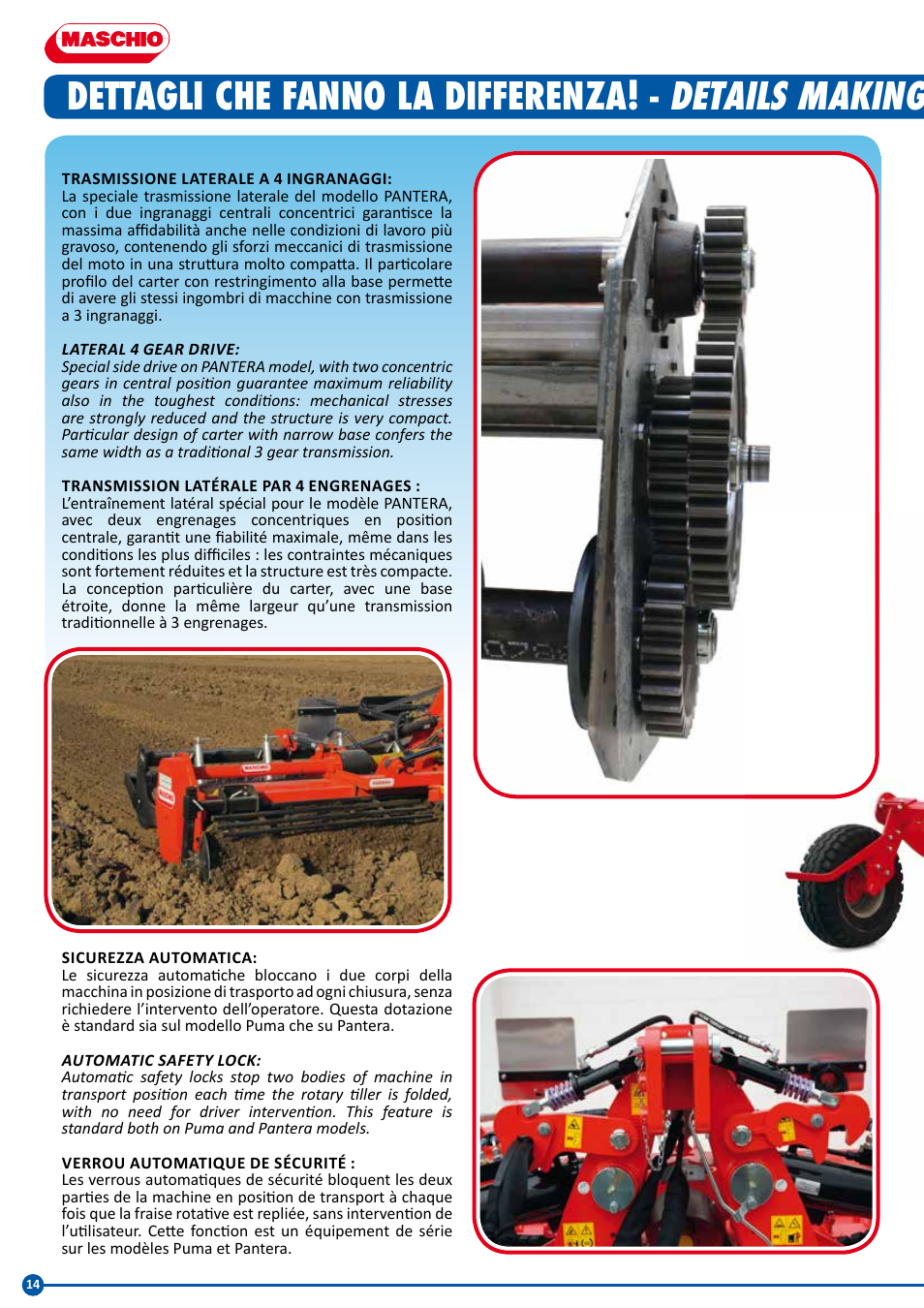 Details making the difference, Dettagli che fanno la differenza, Les détails qui font la différence | Maschio Gaspardo PANTERA COBRA User Manual | Page 14 / 20