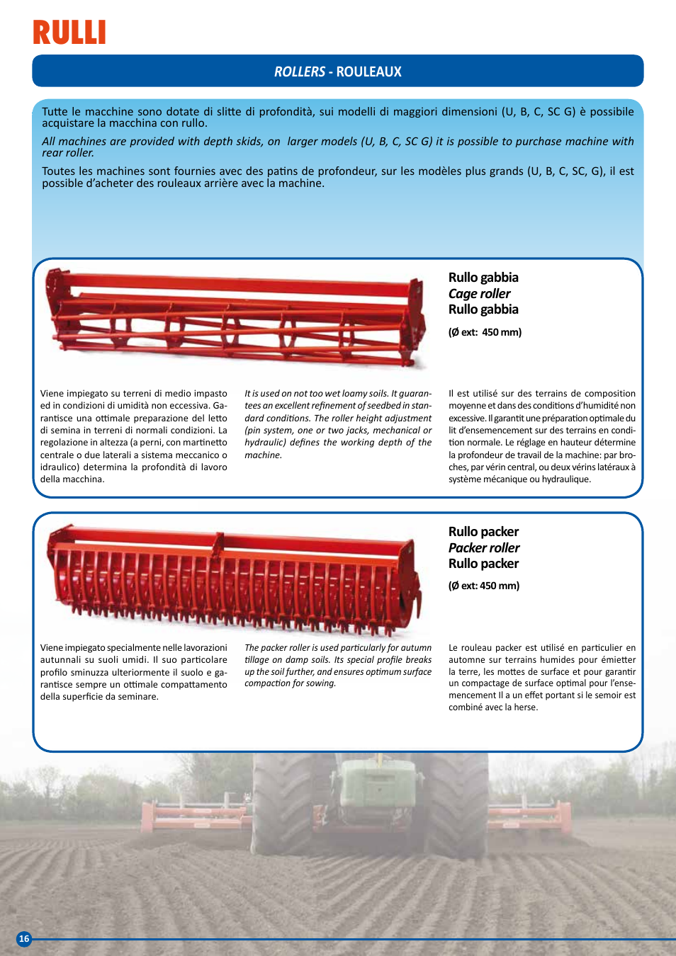 Rulli, Rollers - rouleaux, Rullo packer packer roller rullo packer | Rullo gabbia cage roller rullo gabbia | Maschio Gaspardo PANTERA COBRA User Manual | Page 16 / 20