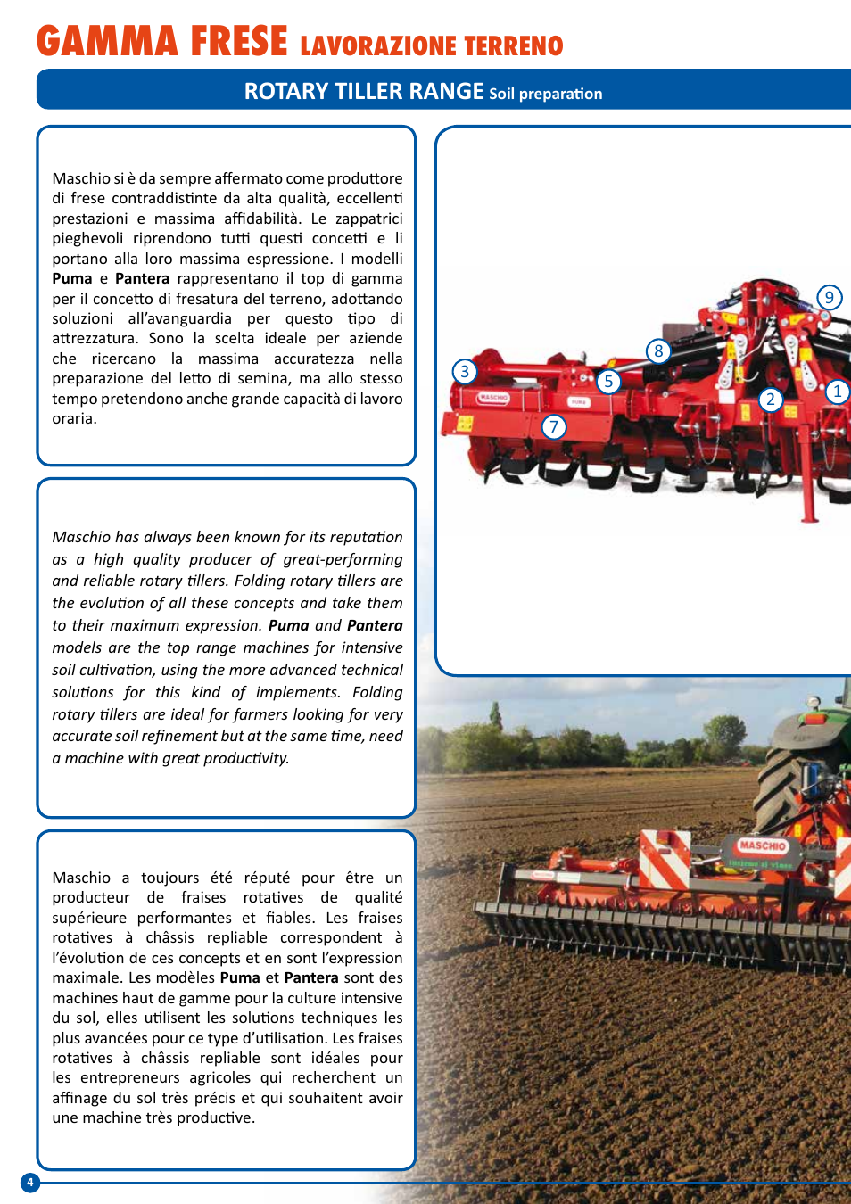 Gamma frese, Rotary tiller range, Lavorazione terreno | Maschio Gaspardo PANTERA COBRA User Manual | Page 4 / 20