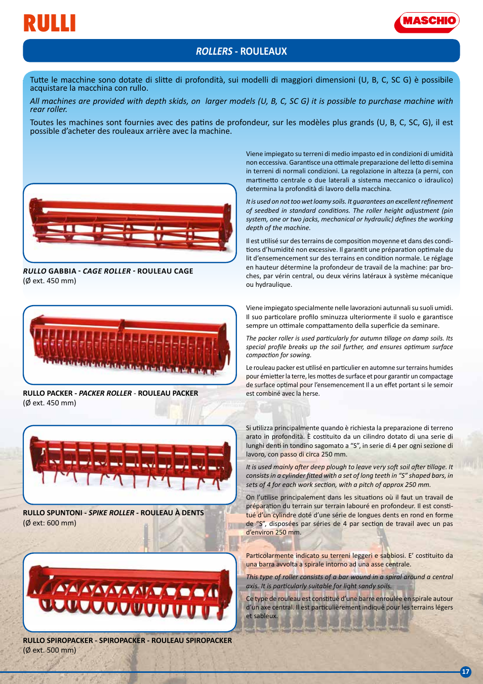 Rulli, Rollers - rouleaux | Maschio Gaspardo SC COBRA User Manual | Page 17 / 24