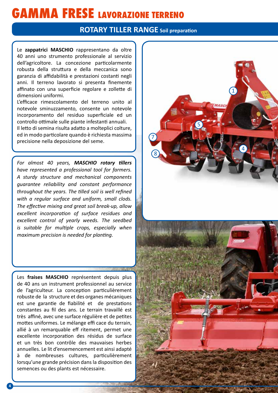 Gamma frese, Rotary tiller range, Lavorazione terreno | Maschio Gaspardo SC COBRA User Manual | Page 4 / 24