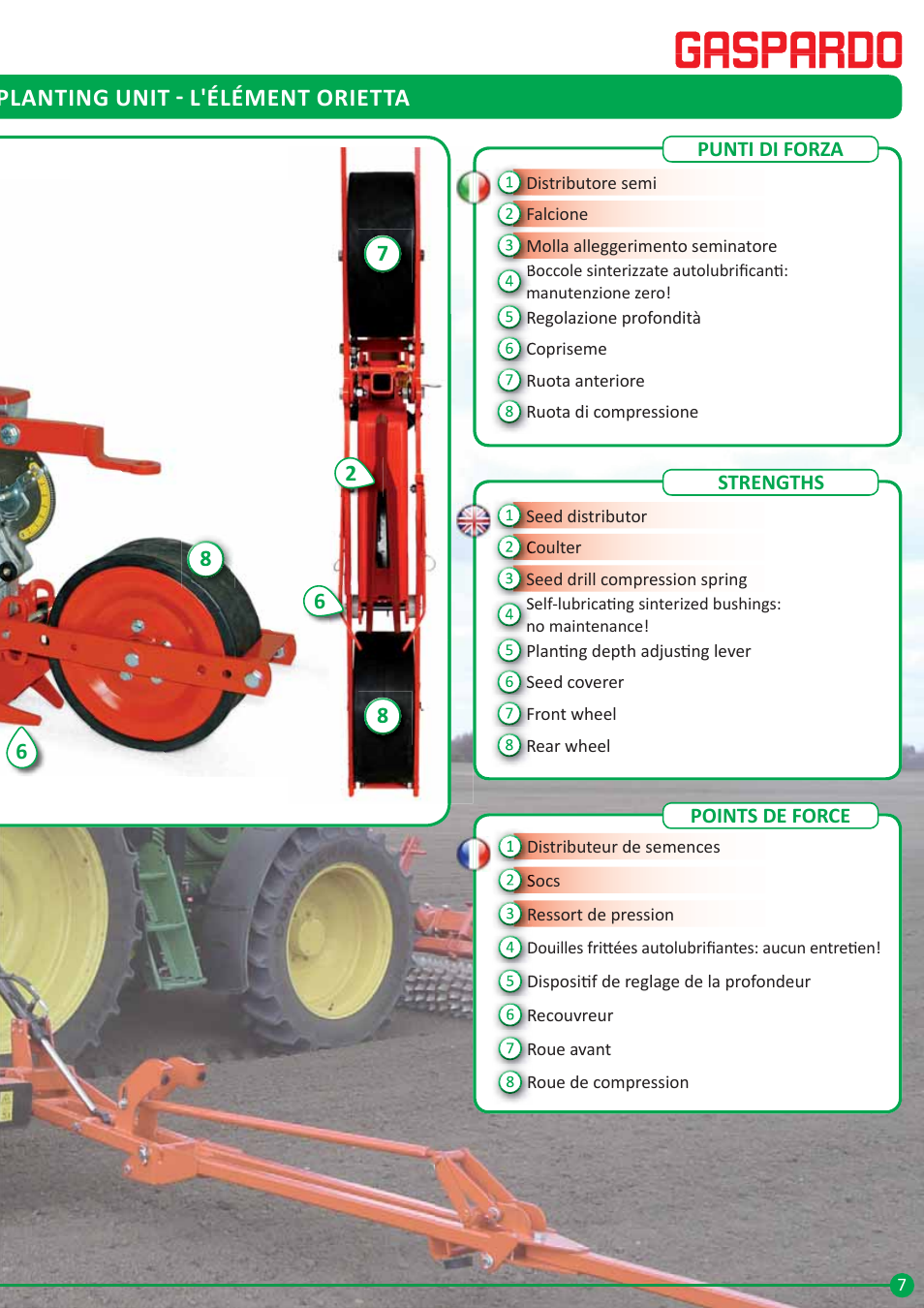 Planting unit ͳ l'élément orietta | Maschio Gaspardo ORIETTA User Manual | Page 7 / 20