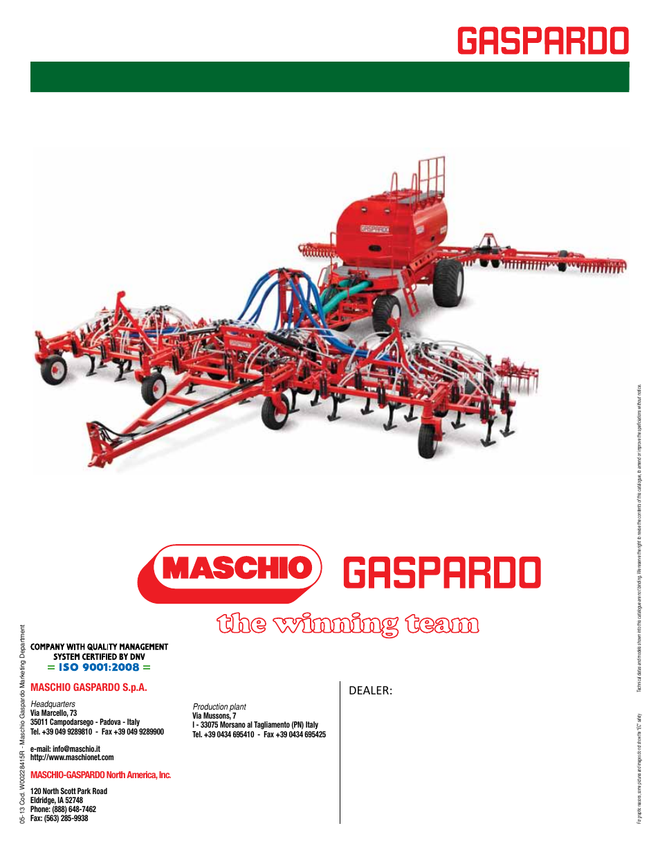 Dealer, Maschio gaspardo s.p.a | Maschio Gaspardo BALENA User Manual | Page 24 / 24