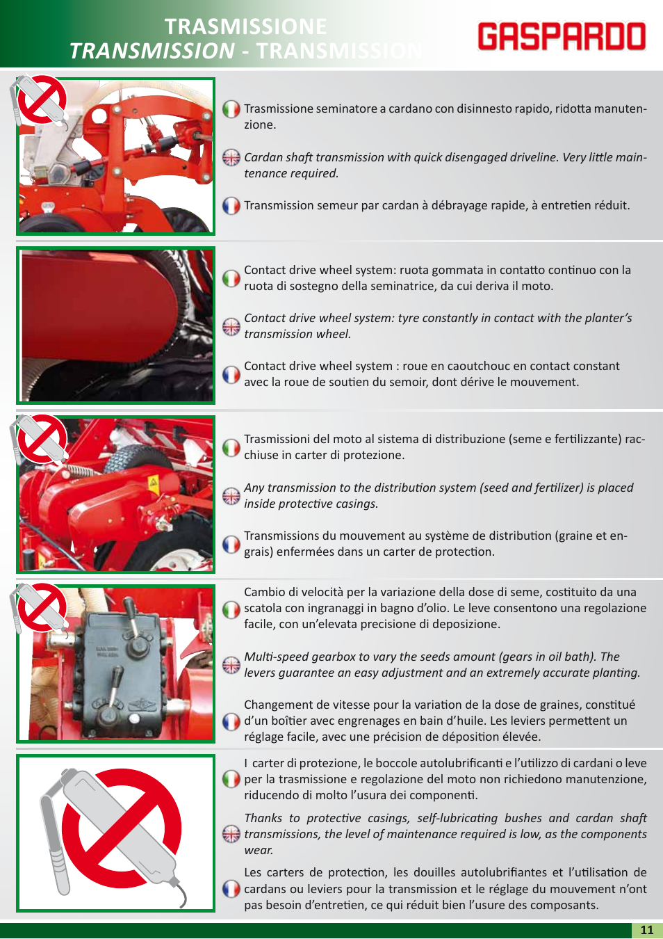 Trasmissione transmission - transmission | Maschio Gaspardo RENATA User Manual | Page 11 / 24