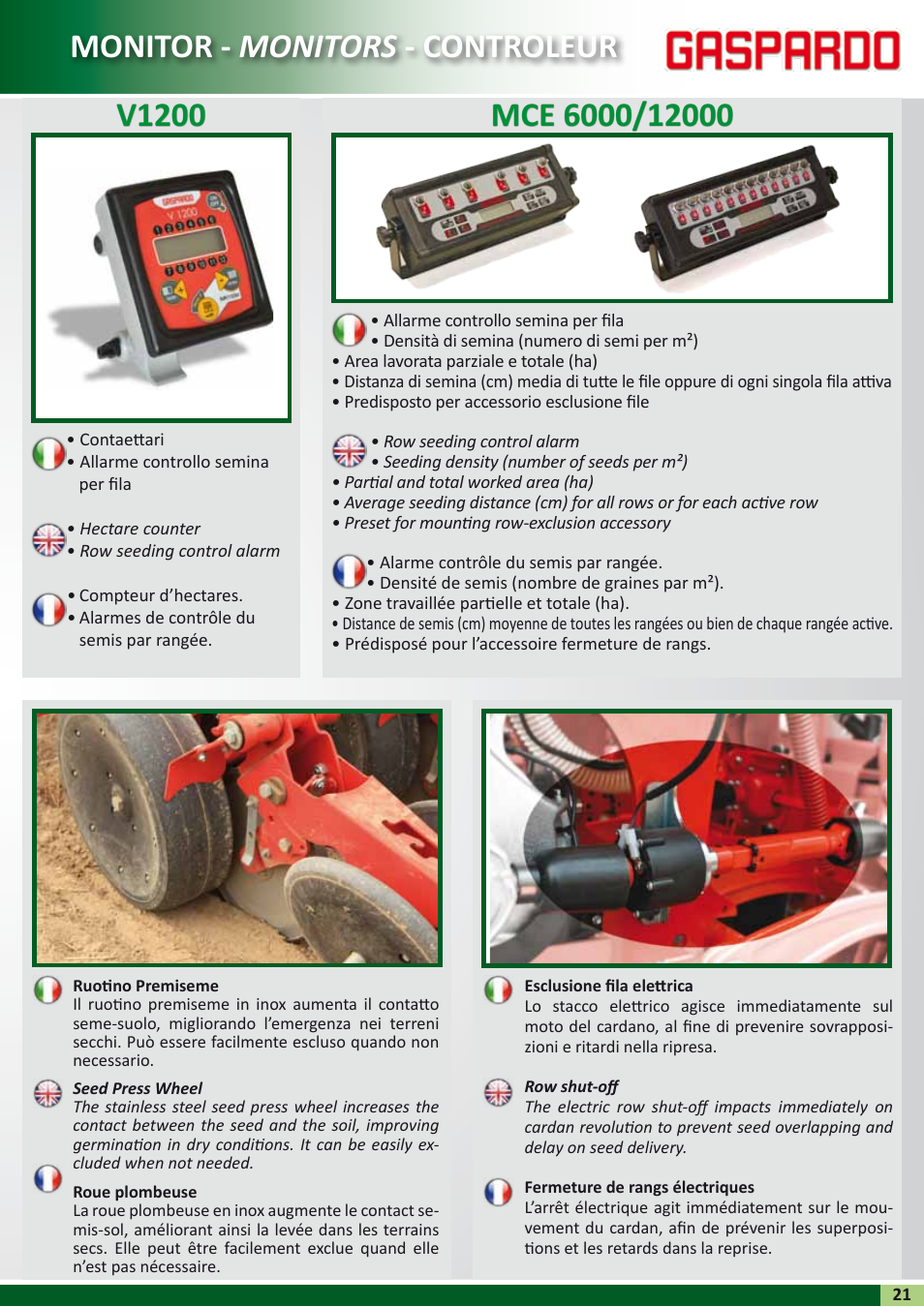 Monitor - monitors - controleur | Maschio Gaspardo RENATA User Manual | Page 21 / 24