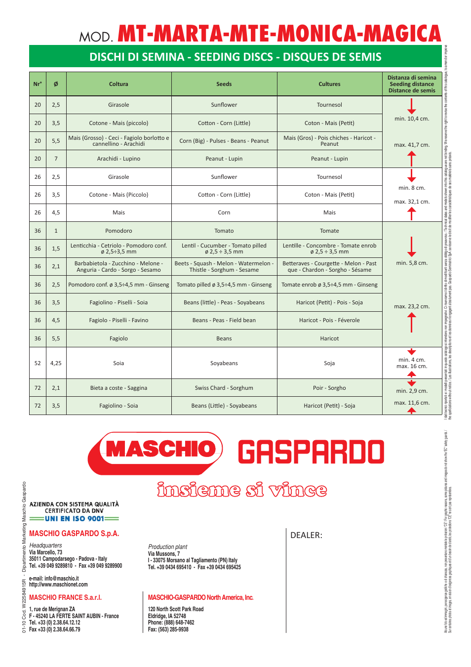 Mt-marta-mte-monica-magica, Insieme si vince, Dealer | Maschio gaspardo s.p.a | Maschio Gaspardo MAGICA PLUS User Manual | Page 16 / 16