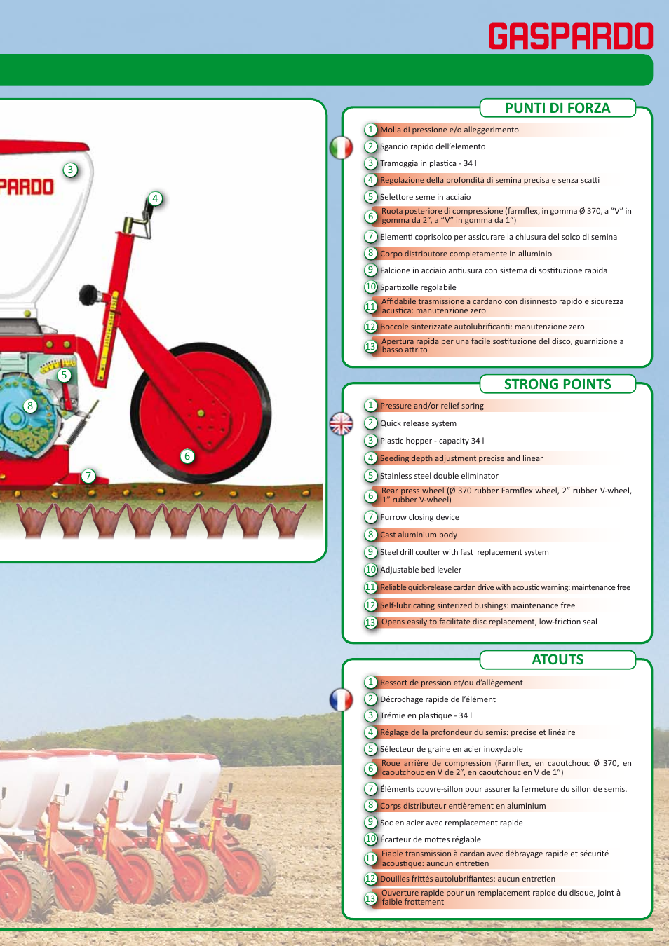 Punti di forza, Atouts, Strong points | Maschio Gaspardo SARA User Manual | Page 3 / 16